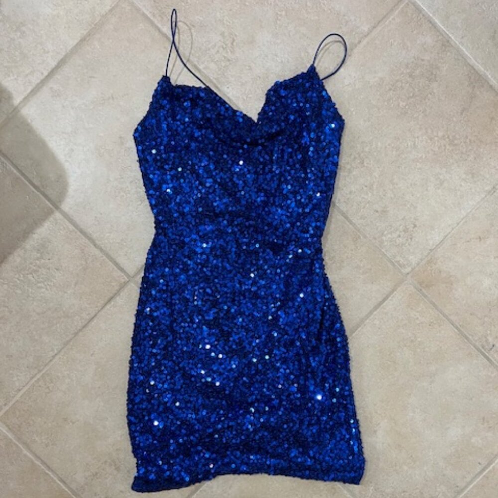 Windsor Dark Blue Sequin Mini Bodycon Dress